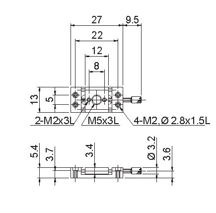 Manual Linear Positioning Stage Mechanical Drawing