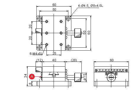 Manual Linear Positioning Stage Mechanical Drawing