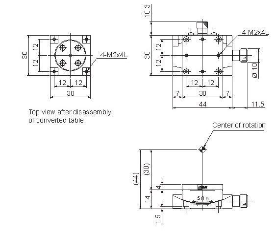 Manual Alpha-axis Goniometer Stage Mechanical Drawing