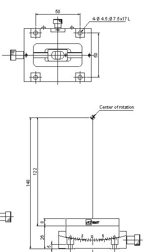 Manual Alpha-axis Goniometer Stage Mechanical Drawing