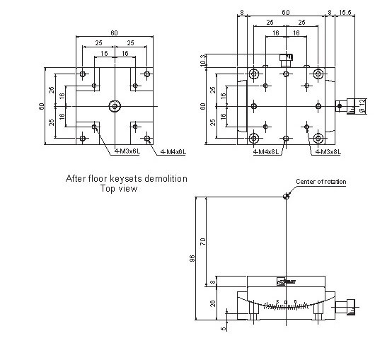 Manual Alpha-axis Goniometer Stage Mechanical Drawing