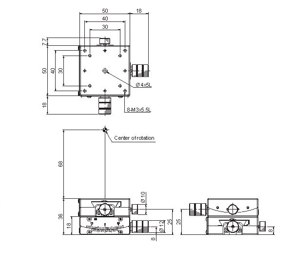 Manual Alpha-axis Goniometer Stage Mechanical Drawing