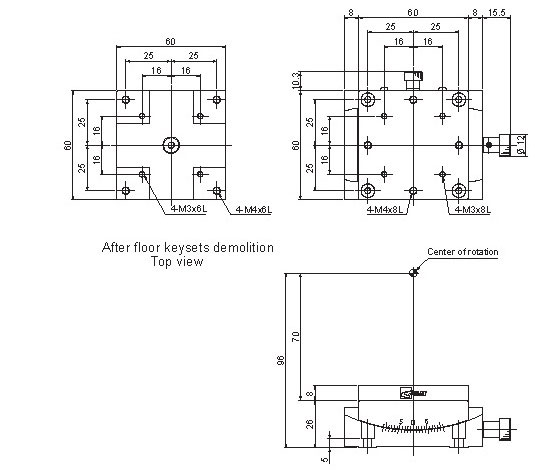 Manual Alpha-axis Goniometer Stage Mechanical Drawing