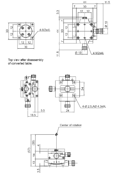Manual Alpha-Beta-axis Goniometer Stage Mechanical Drawing