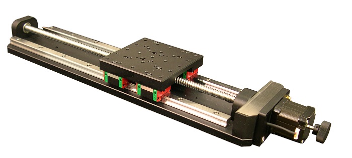 Stepper Motor Driven Linear Single-axis Stage, Travel  : 100 mm, Stage Size: 120 mm by 120 mm