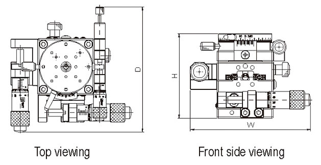 Manual Dual-axis Super Thin Linear Positioning Stage Mechanical Drawing