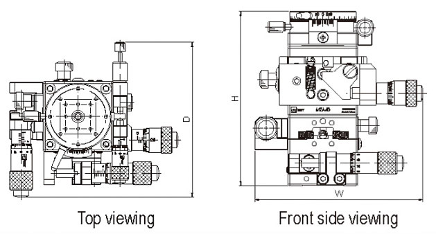 Manual Dual-axis Super Thin Linear Positioning Stage Mechanical Drawing
