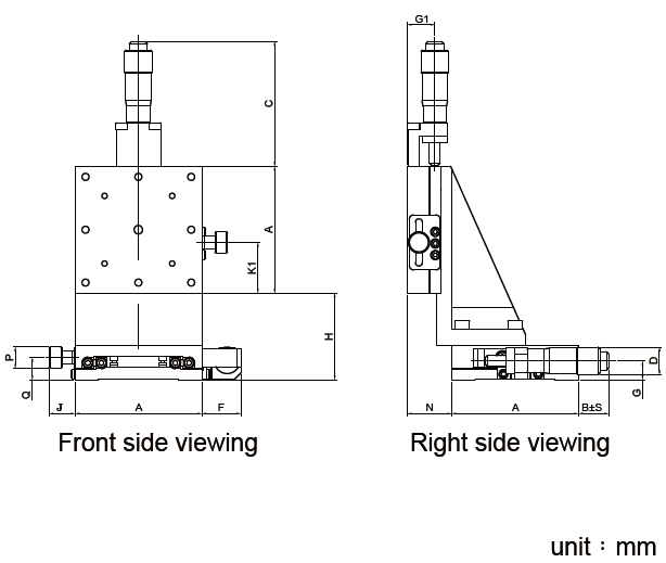 Manual Dual-axis Super Thin Linear Positioning Stage Mechanical Drawing