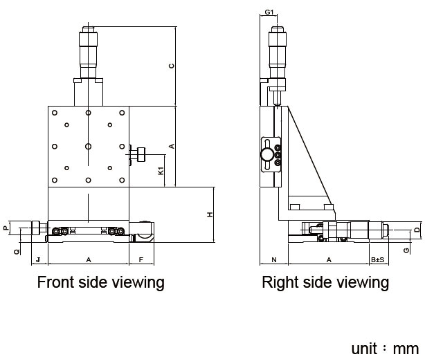 Manual Dual-axis Super Thin Linear Positioning Stage Mechanical Drawing