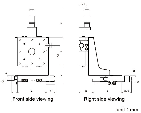 Manual Dual-axis Super Thin Linear Positioning Stage Mechanical Drawing