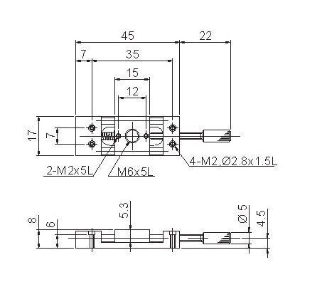 Manual Linear Positioning Stage Mechanical Drawing