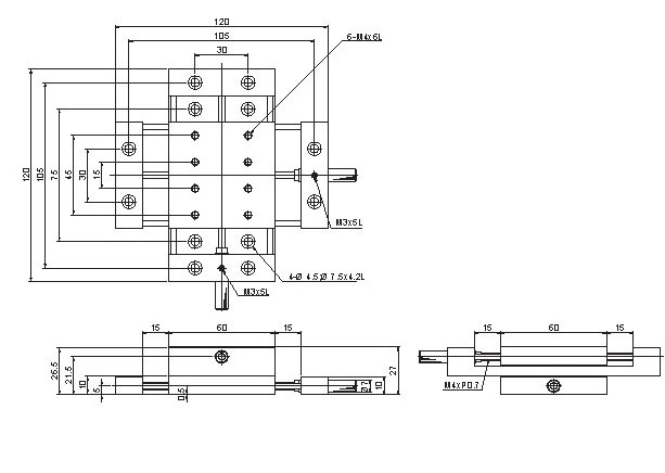Manual Linear Positioning Stage Mechanical Drawing