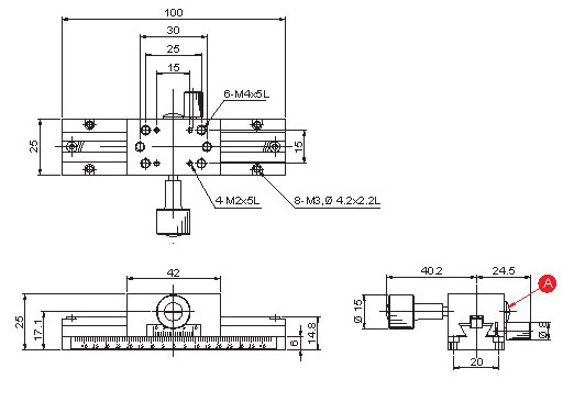 Manual Linear Positioning Stage Mechanical Drawing