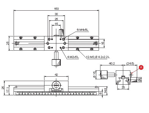 Manual Linear Positioning Stage Mechanical Drawing