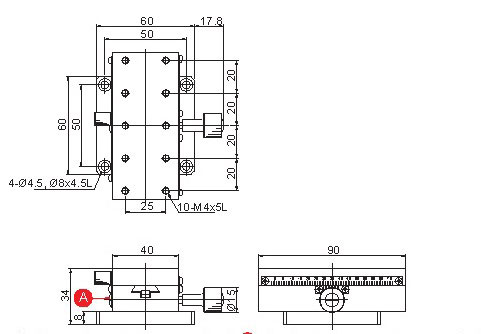 Manual Linear Positioning Stage Mechanical Drawing