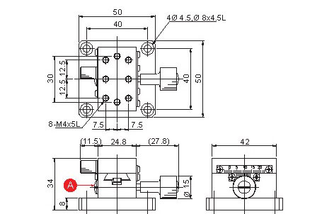 Manual Linear Positioning Stage Mechanical Drawing