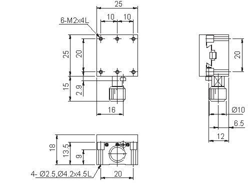 Manual Linear Positioning Stage Mechanical Drawing
