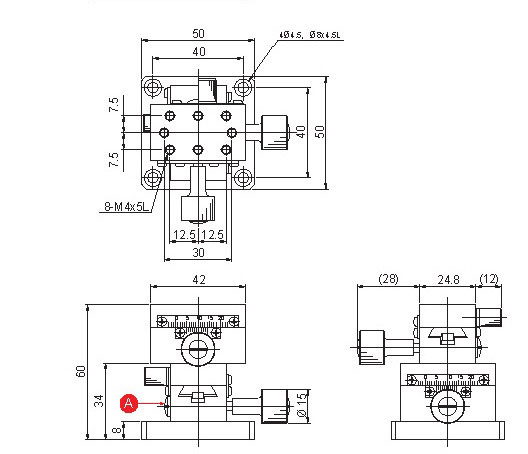 Manual Linear Positioning Stage Mechanical Drawing