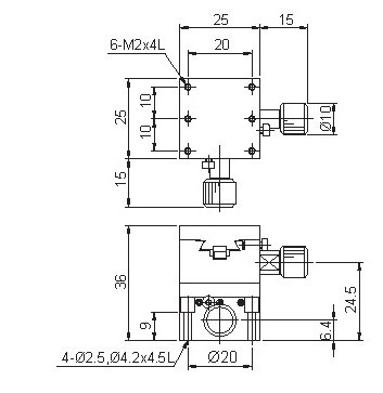 Manual Linear Positioning Stage Mechanical Drawing