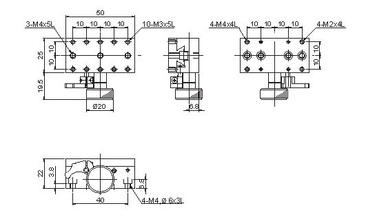 Manual Linear Positioning Stage Mechanical Drawing