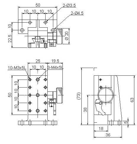 Manual Linear Positioning Stage Mechanical Drawing