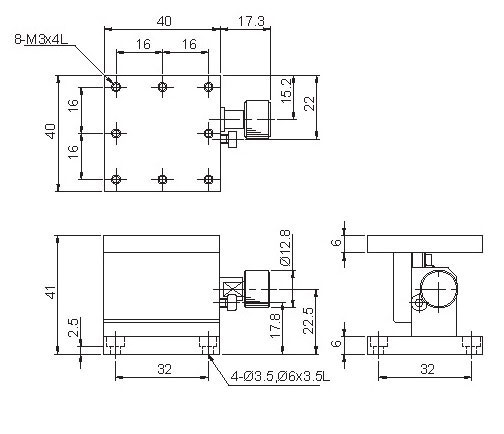 Manual Linear Positioning Stage Mechanical Drawing