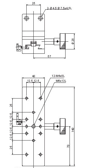 Manual Linear Positioning Stage Mechanical Drawing