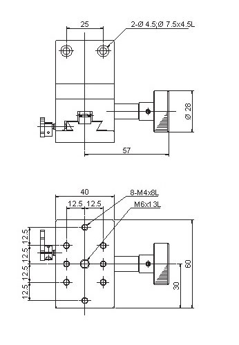 Manual Linear Positioning Stage Mechanical Drawing