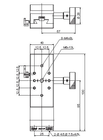 Manual Linear Positioning Stage Mechanical Drawing