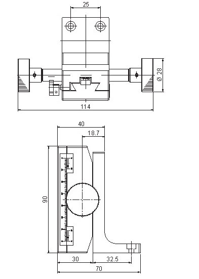 Manual Linear Positioning Stage Mechanical Drawing