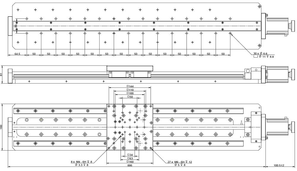 Motor Driven Linear Single-axis Stage, Travel : 600 mm