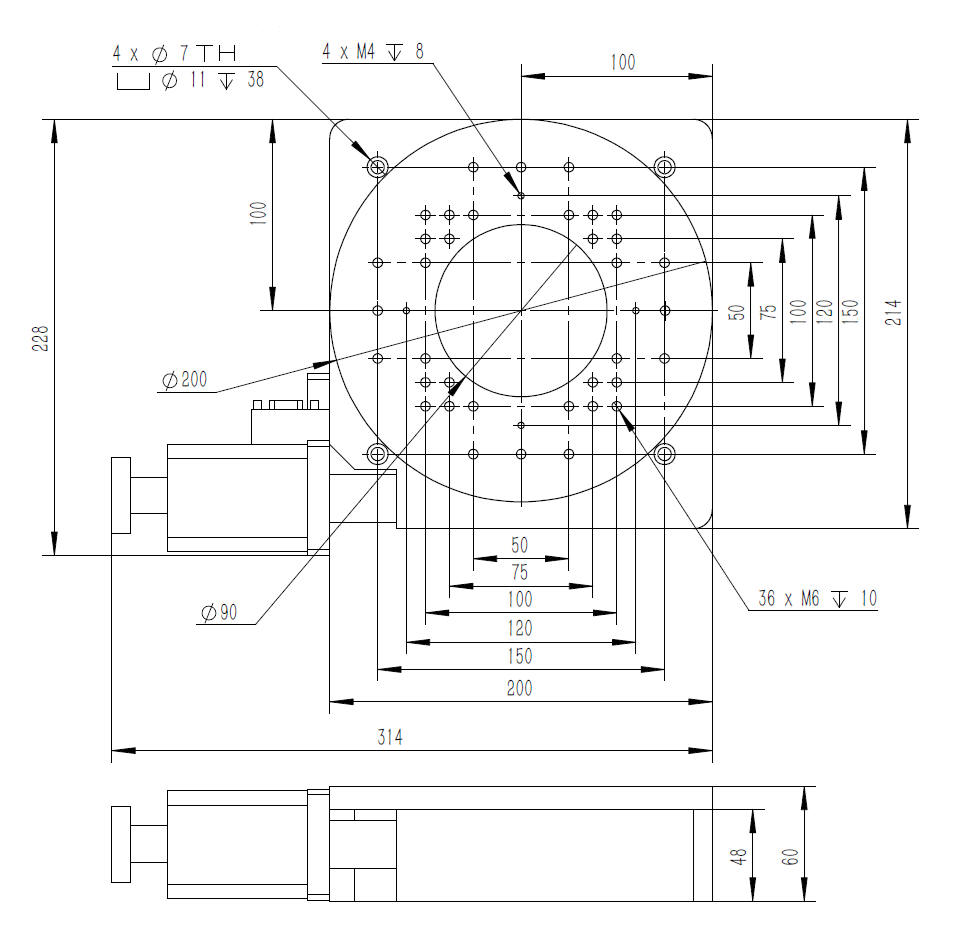 Stepper Motor Driven Rotary Stage, Stage Diameter: 200 mm, Load Capacity: 55 kg